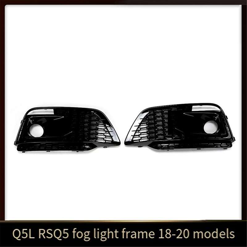 Black Car Front Bumper Grille Fog Lamp Light Cover Grille for Q5L 2018-2020 RSQ5 Style Grill