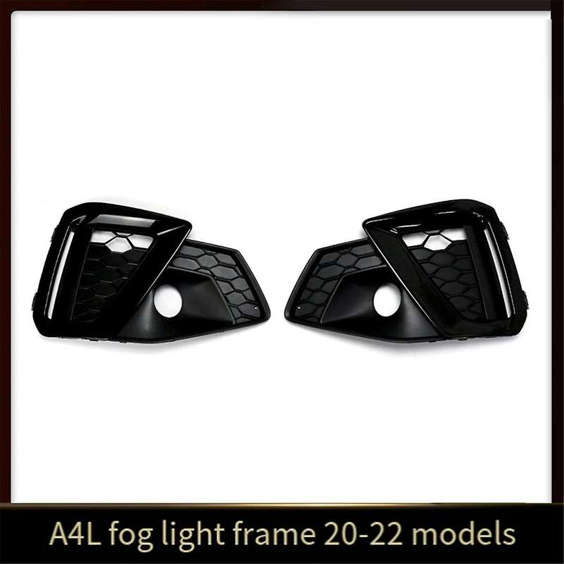 Black Car Front Bumper Grille Fog Lamp Light Cover Grille for A4 A4L 20-21 Sport