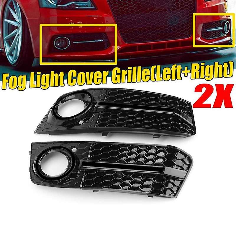 Black Car Front Fog Light Mesh Grille Cover for A4 B8 2009-2011 Fog Lamp Honeycomb Grille Cover