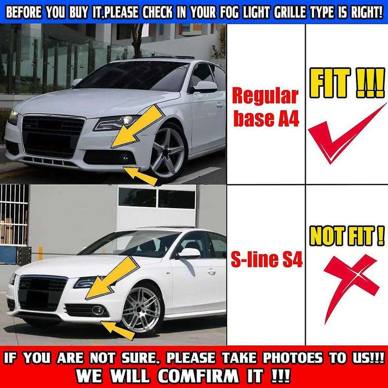 Black Car Front Fog Light Mesh Grille Cover for A4 B8 2009-2011 Fog Lamp Honeycomb Grille Cover