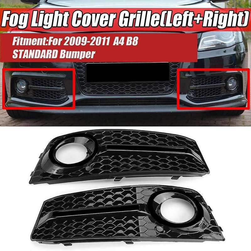 Black Car Front Fog Light Mesh Grille Cover for A4 B8 2009-2011 Fog Lamp Honeycomb Grille Cover