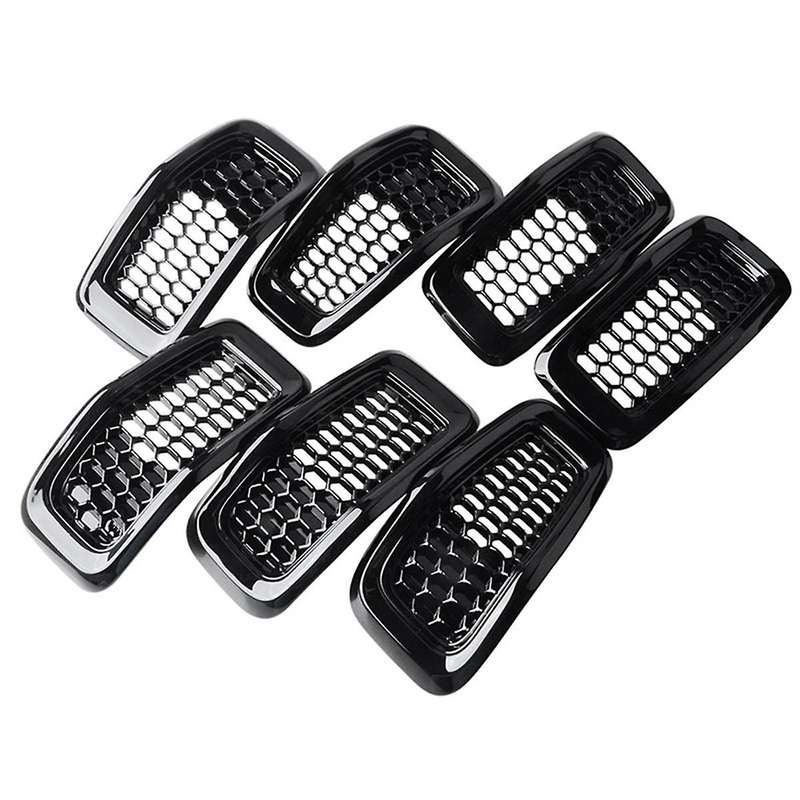 Black Car Front Insert Mesh Grille Decoration Cover Front Radiator Inlet Grill Trim Cover for 2014-2