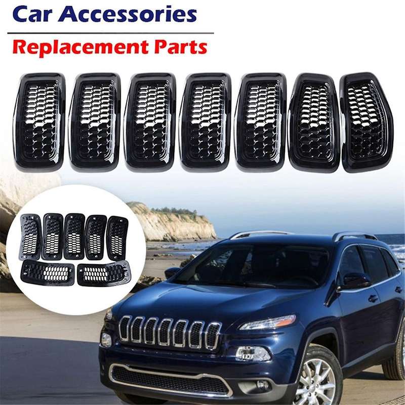 Black Car Front Insert Mesh Grille Decoration Cover Front Radiator Inlet Grill Trim Cover for 2014-