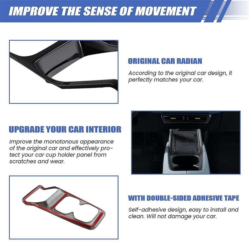 Black Car Interior Wireless Charging Pad Frame Cup Holder Cover Trim for Dolphin Mini / Seagull