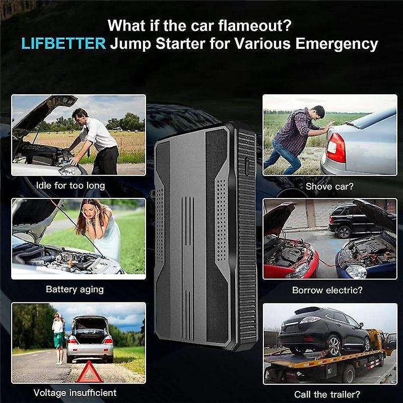 Black Car Jump Booster Battery Charger Equipment Car Power Bank Car Emergency Power Car Emergency Po