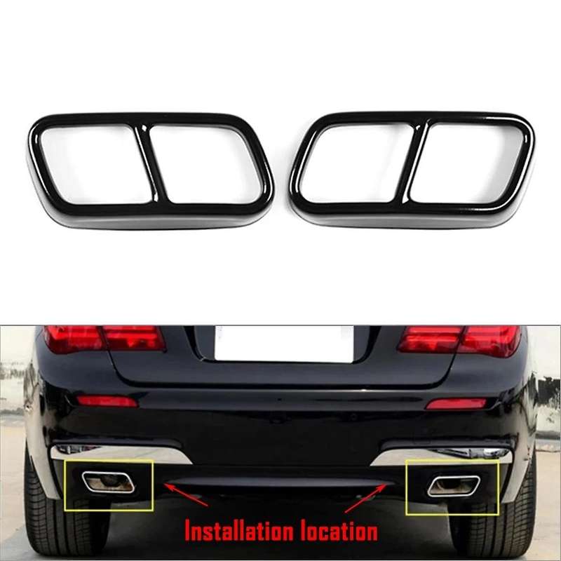 Black Car Tail Muffler Exhaust Pipe Output Cover Decor Trim for F01 7 Series 730i 740i 750i 760i 20