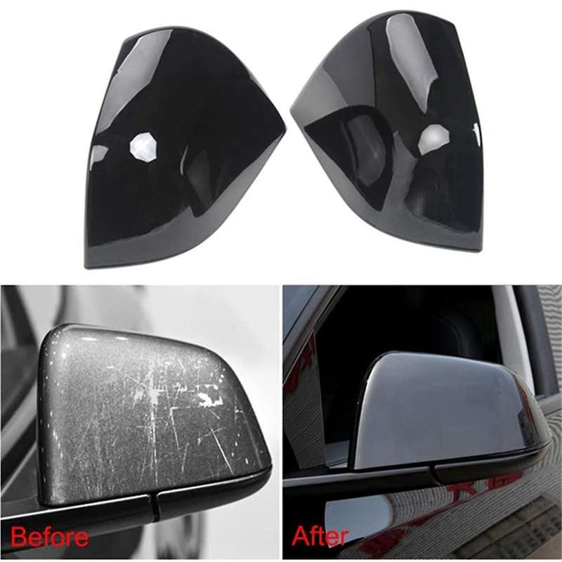 Black Car Rearview Mirror Cover Side Door Mirror Cover Cap for 2021-2023