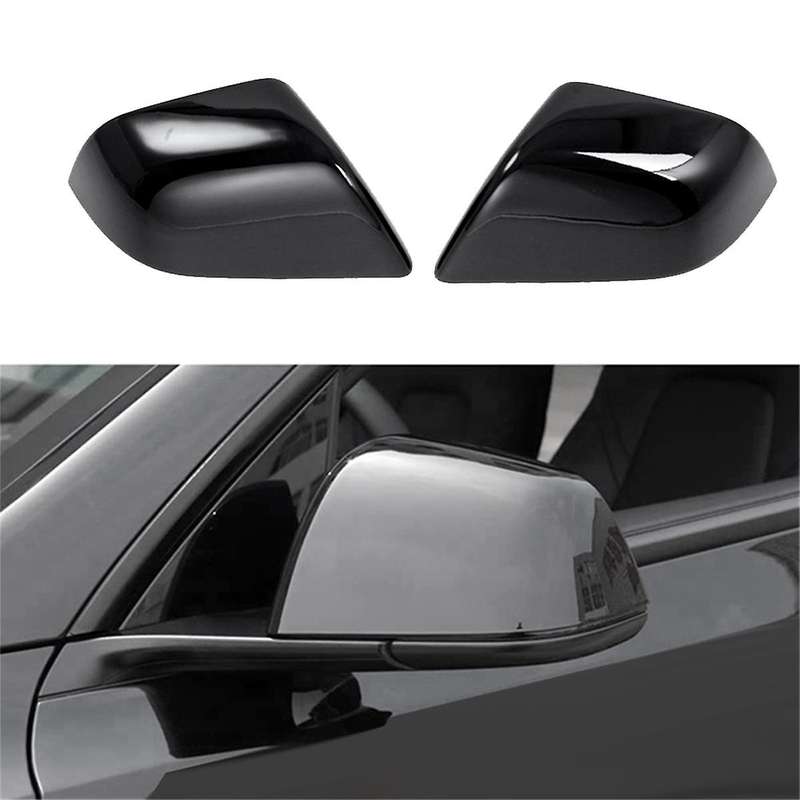 Black Car Rearview Mirror Cover Side Door Mirror Cover Cap for 2021-2023