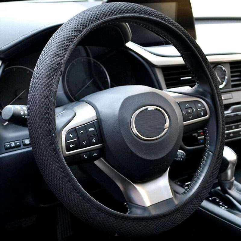 Black Car Steering Wheel Cover, Dust-Proof and Wear-Resistant, 15 Inches in Diameter, Suitable for V