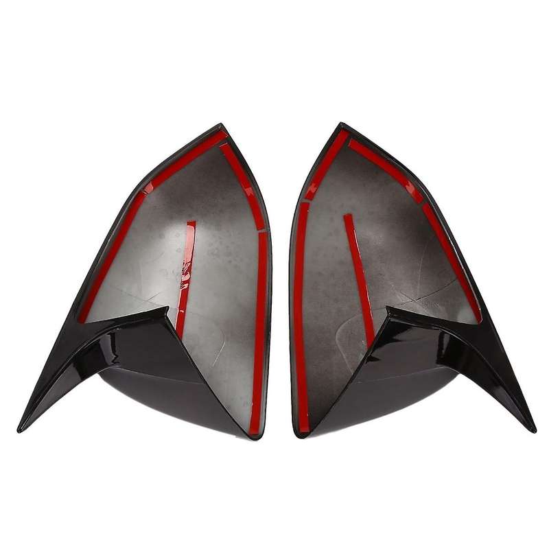 Black Carbon Fiber Black Car Horn Style Rearview Side Mirror Cover Caps for Model Y 2021 2022