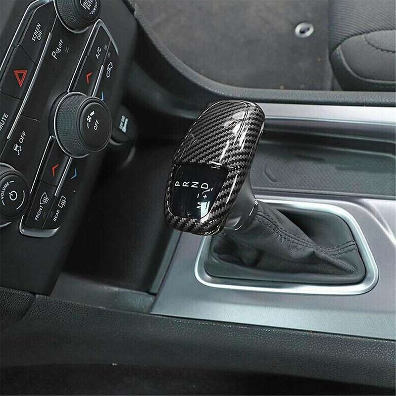 Black Carbon Fiber ABS Car Gear Shift Knob Cover Sticker Trim for Charger 2015-2020