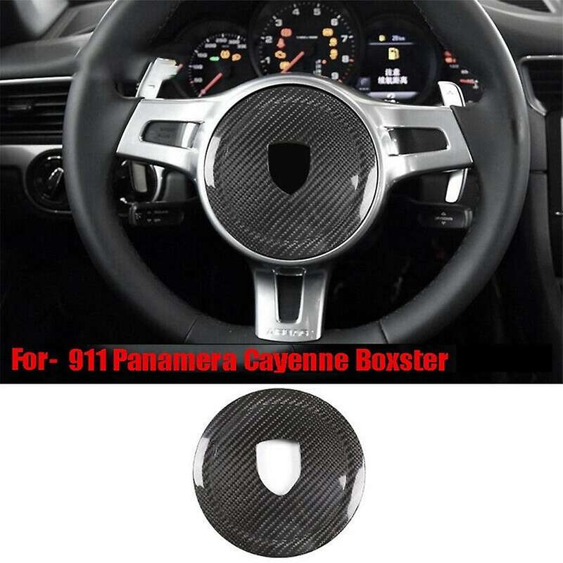 Black Carbon Fiber Steering Wheel Cover Steering Wheel Logo for  911