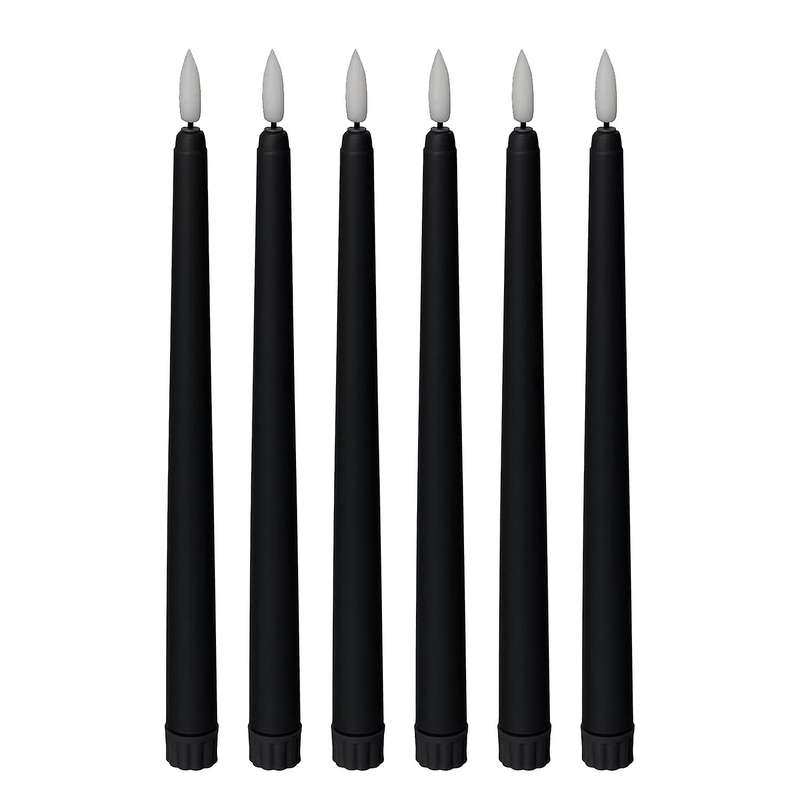 Black Cone Flameless Candles - 11 Inches (about 27.9 Cm), 6, Battery Powered, Led Flash with Wick, T