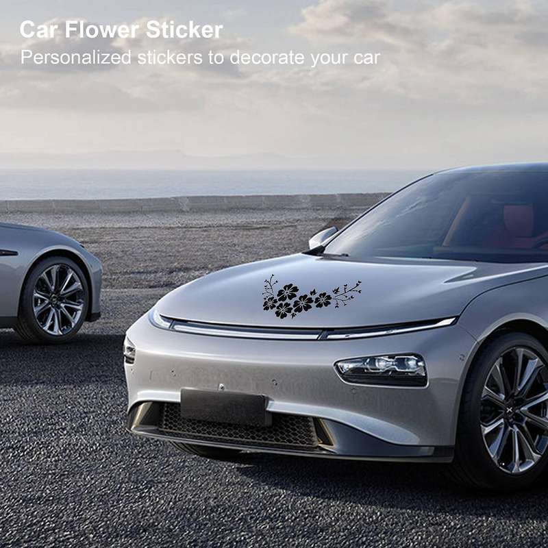 Black Decal Car Flower Sticker Waterproof Removable Deco Vehicle Stripes Cover