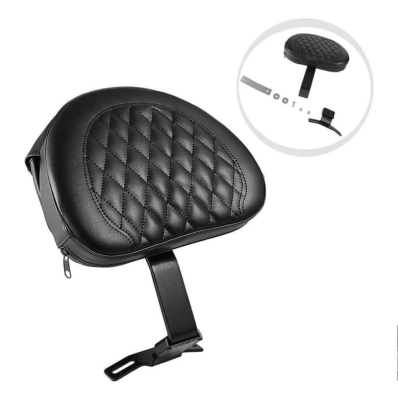 Black Driver Backrest Motorcycle Adjustable Plug-In Backrest with Pocket Fit for Softail 2007-2017