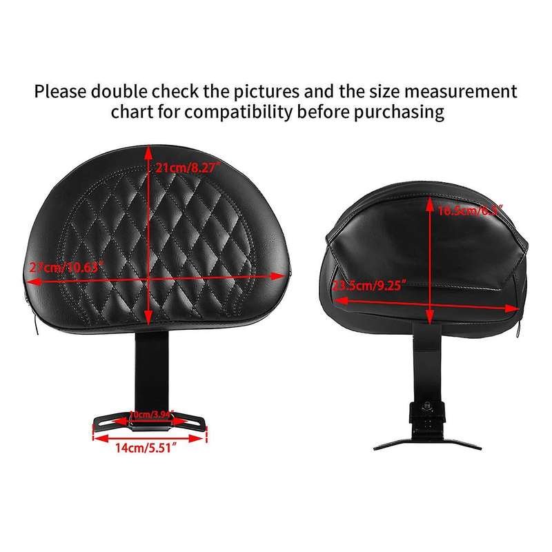 Black Driver Backrest Motorcycle Adjustable Plug-In Backrest with Pocket Fit for Softail 2007-2017