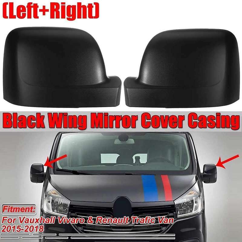 Black Fiber Side Door Mirror Cover Trim for Vivaro Trafic Van 2015-2018 Rear View Mirror Cover Cap