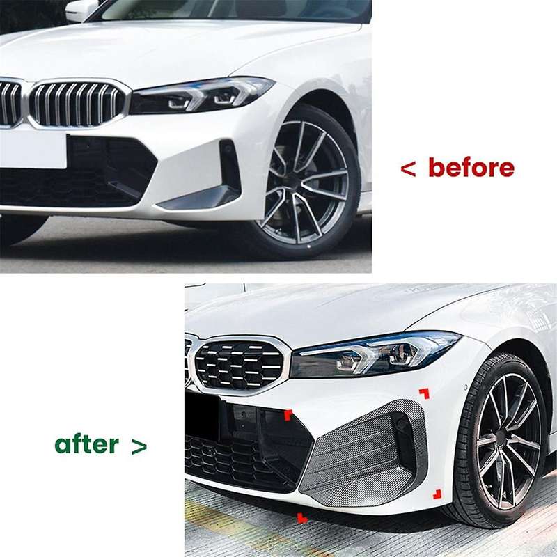 Black for 3 Series G20 G21 2023+ Front Fog Lamp Grille Decorative Cover Stickers Side Canards Split