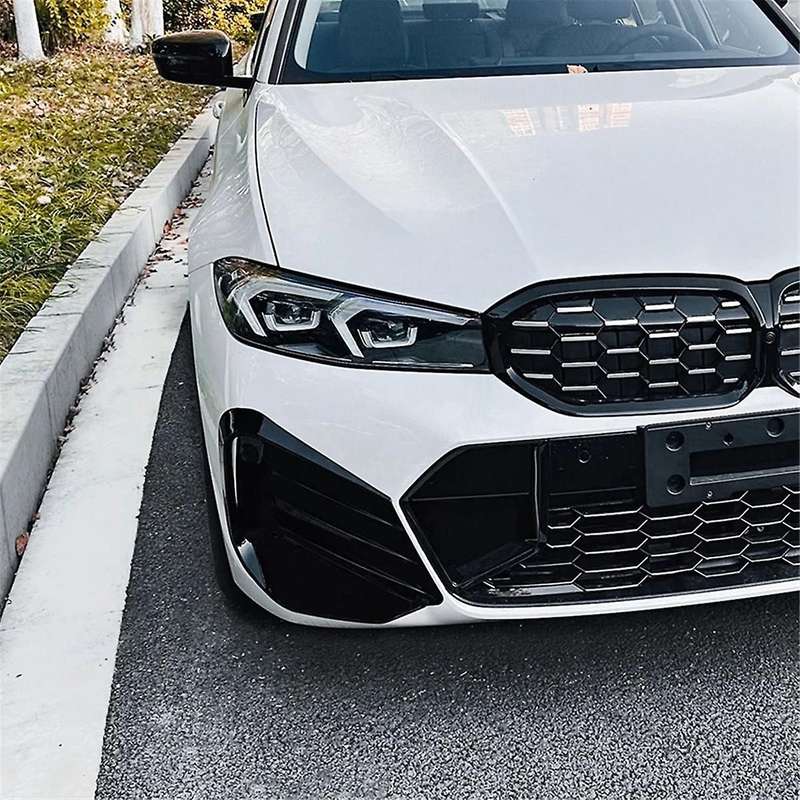 Black for 3 Series G20 G21 2023+ Front Fog Lamp Grille Decorative Cover Stickers Side Canards Split