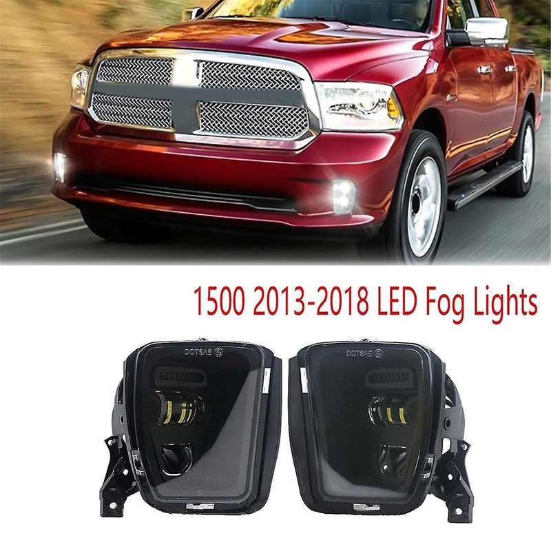 Black for Ram 1500 2013-2018 Led Fog Lights White Drl Bumper Driving Lamps Waterproof Car Accessorie