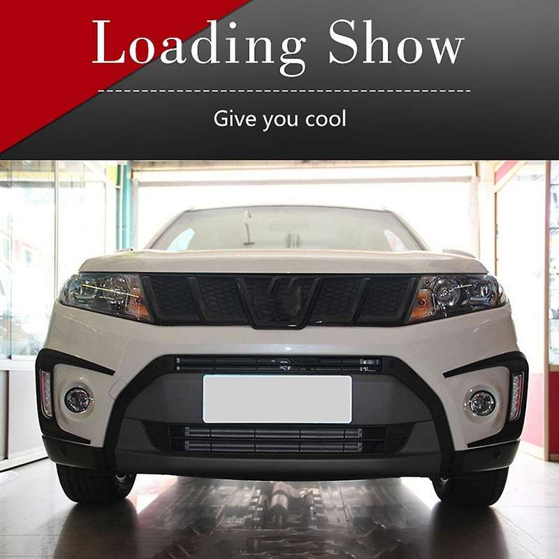 Black Front Bumper Fog Light Grilles Fog Lamp Eyebrow Cover Trim for Vitara 2016-2020