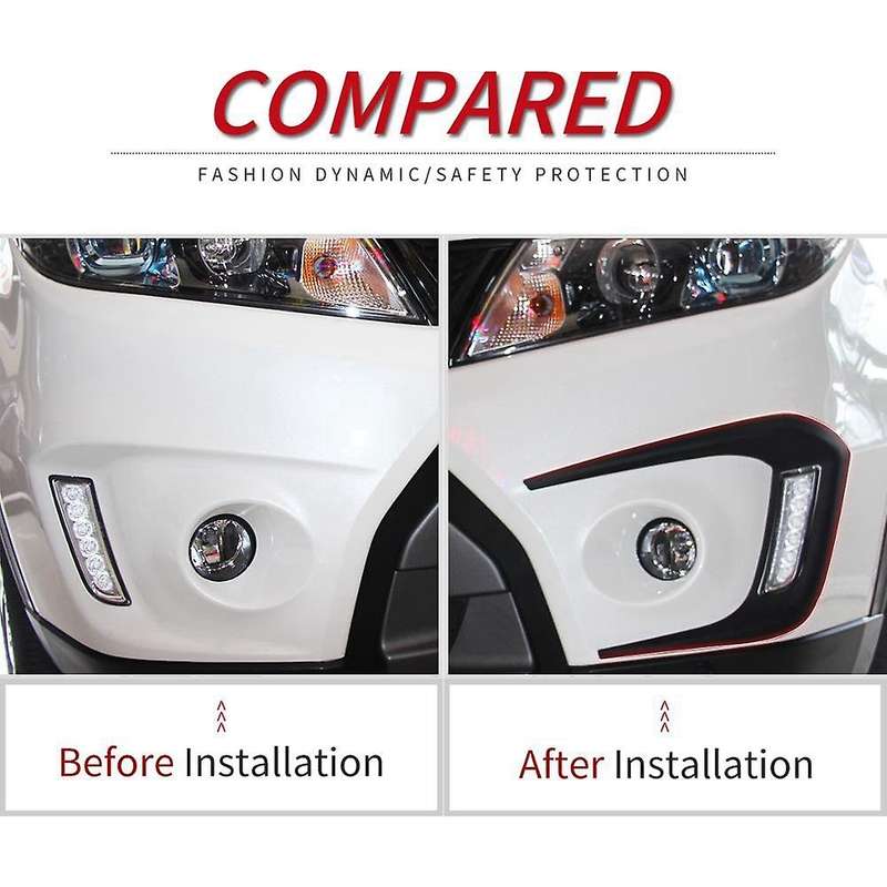 Black Front Bumper Fog Light Grilles Fog Lamp Eyebrow Cover Trim for Vitara 2016-2020