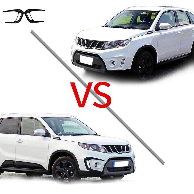 Black Front Bumper Fog Light Grilles Fog Lamp Eyebrow Cover Trim for Vitara 2016-2020