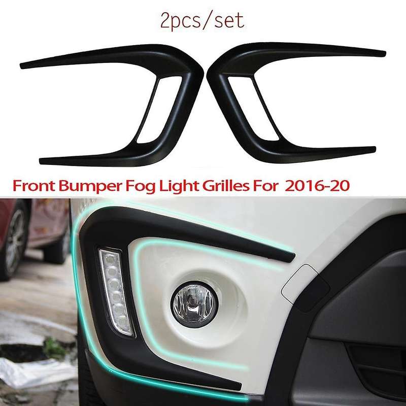 Black Front Bumper Fog Light Grilles Fog Lamp Eyebrow Cover Trim for Vitara 2016-2020