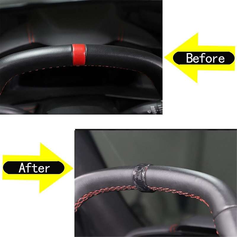 Black Forging Pattern Car Steering Wheel Ring Trim Cover Sticker for C8 2020-2023 Car Interior Acces
