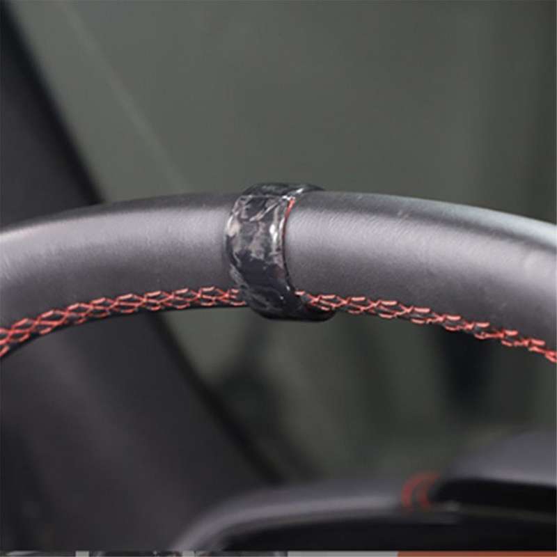 Black Forging Pattern Car Steering Wheel Ring Trim Cover Sticker for C8 2020-2023 Car Interior Acces