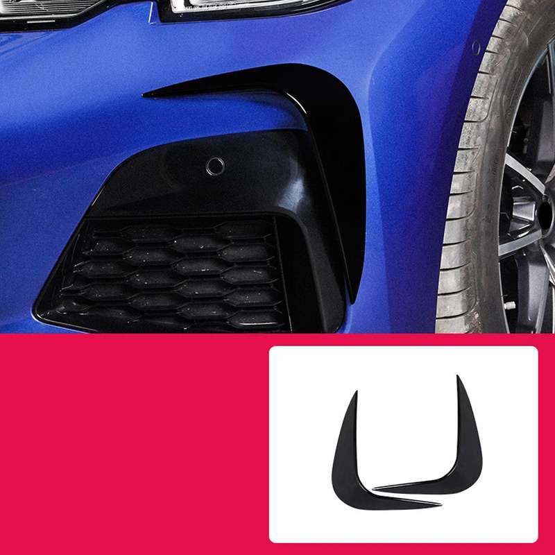 Black Front Fog Light Lamp Cover Trim Wind Knife Sticker for- 3 Series G20 325Li 2020 Car Exterior A