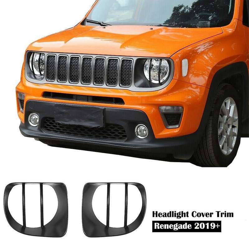 Black Front Light Headlight Lamp Trim Cover Decor for 2019+ 1 Pair