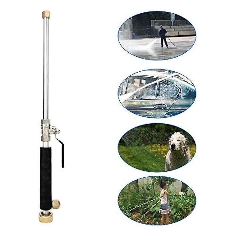 Black Garden Hose Power Washer Upgraded Nozzle, High Pressure Water Tool, Equipped with 2 Different