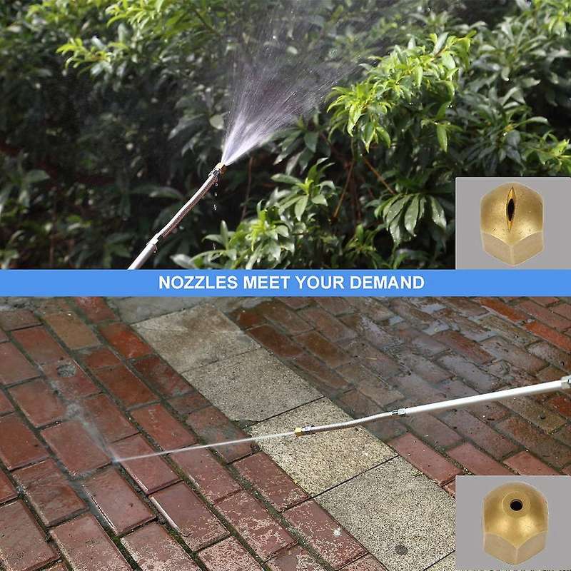 Black Garden Hose Power Washer Upgraded Nozzle, High Pressure Water Tool, Equipped with 2 Different