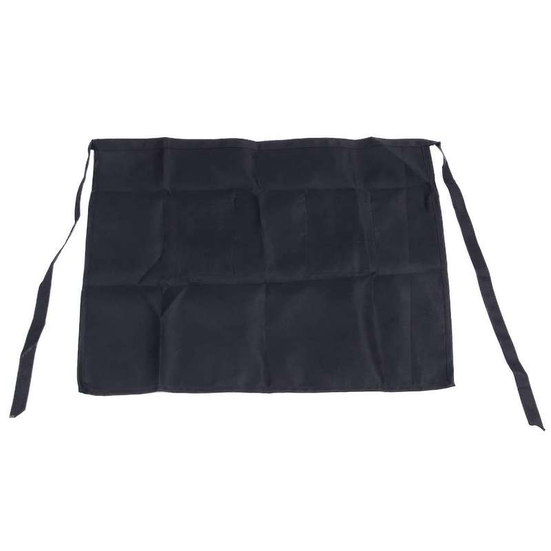 Black Half Apron Ladies Mens Chefs Waiter with 2 Pockets Short Waist