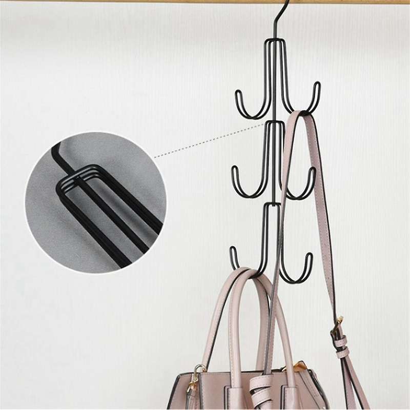 Black Handbag Storage Hanger Metal Rotatable Hook for Organizing and Storing Multifunctional Bag Ti