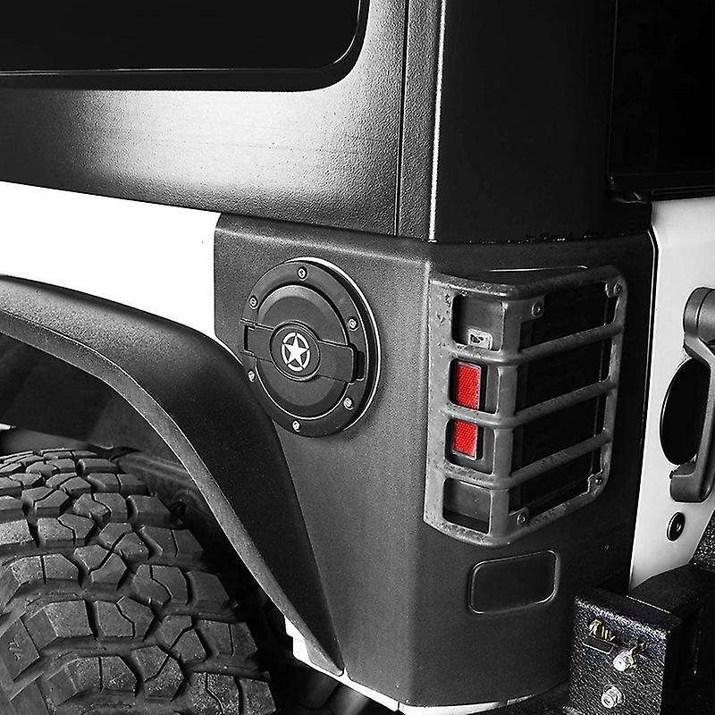 Black Gas Cap Fuel Filler Tank Door Cover with Star Logo for 07-18 JK Wrangler & Unlimited