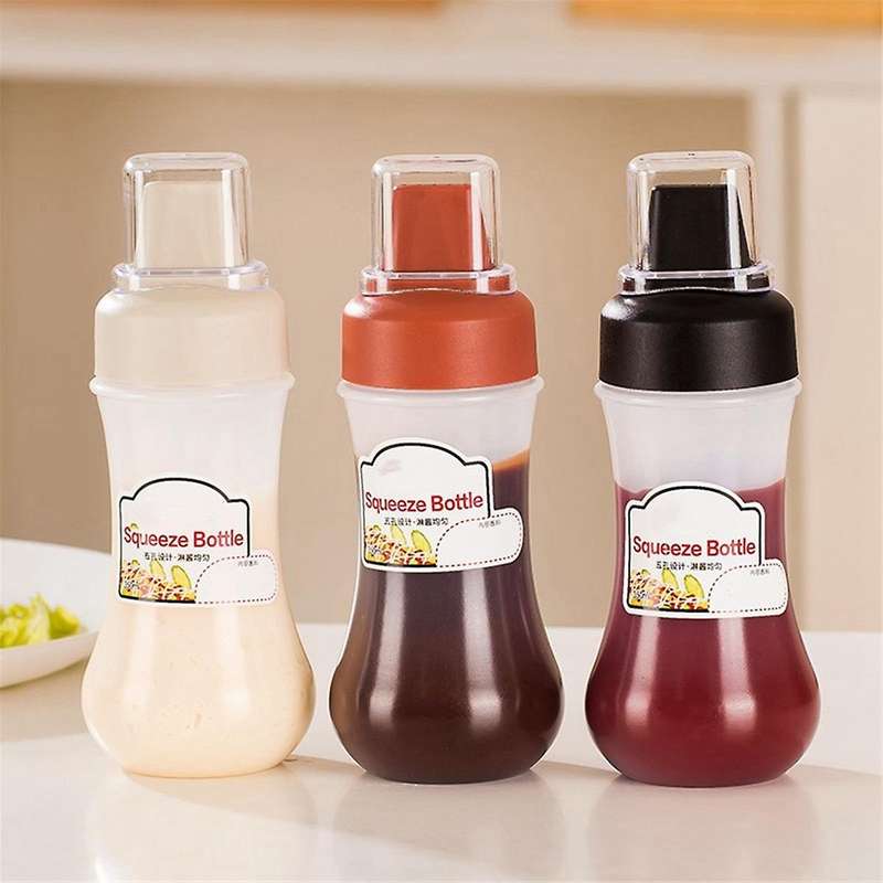 Black Ketchup Squeeze Bottle Salad Container with Leak-Proof Cap Portable Sauce Storage Boxes