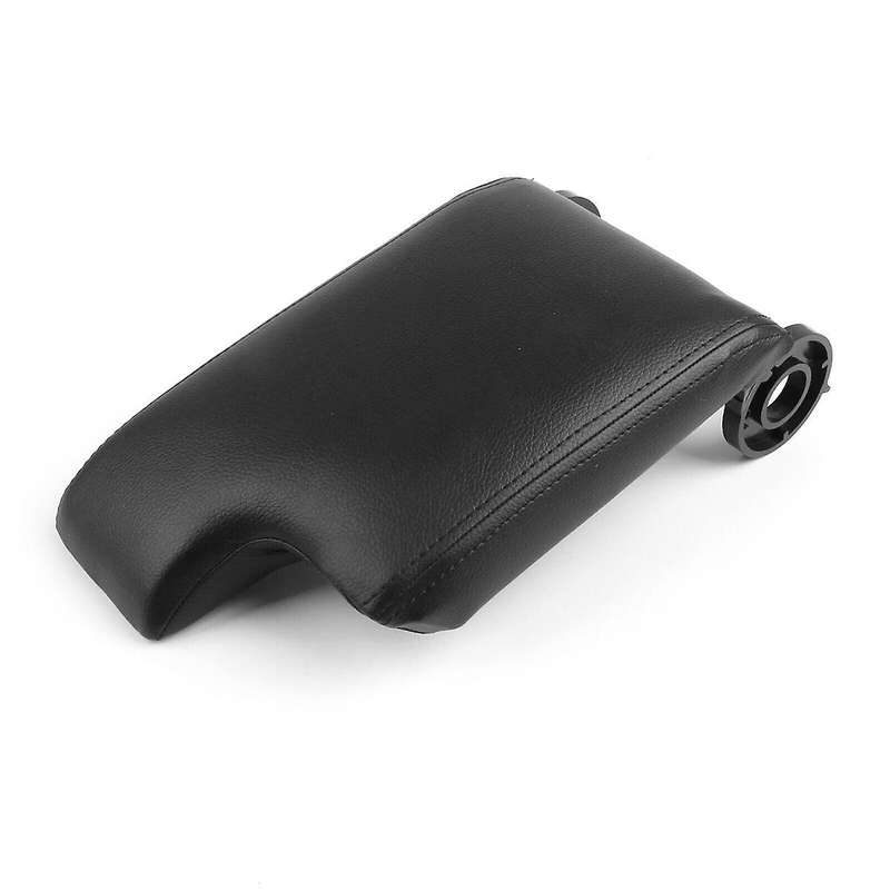 Black Leather Armrest Center Console Lid Cover for E46 3 Series 1998-2006 Black