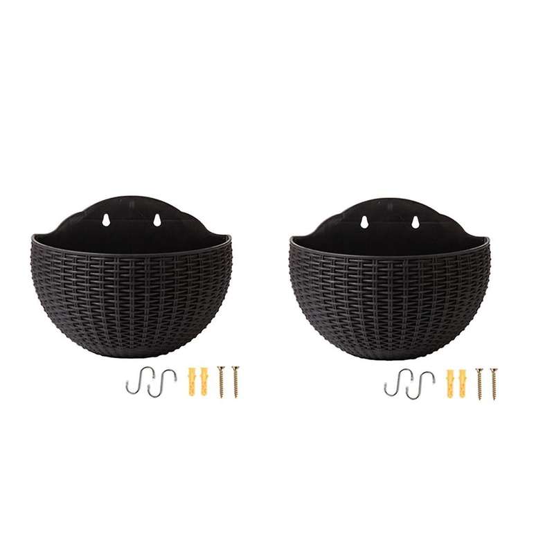 Black Large Balcony Hanging Plastic Pot Succulent Flower Pot Rattan Flower Pot