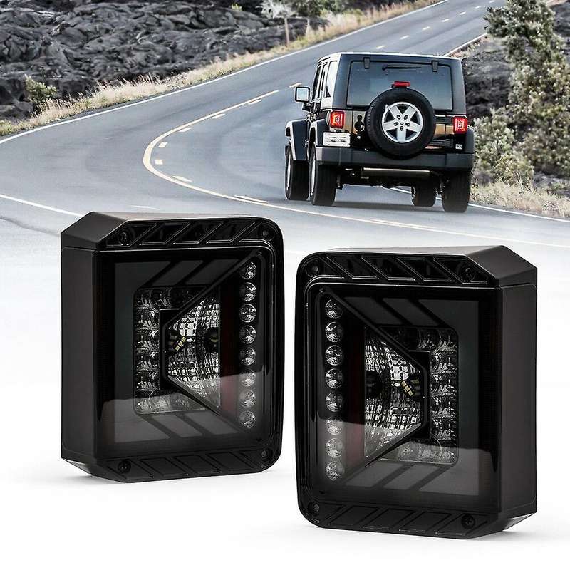 Black LED Tail Light with Smoke Lens for JK JKU 2007 - 2018
