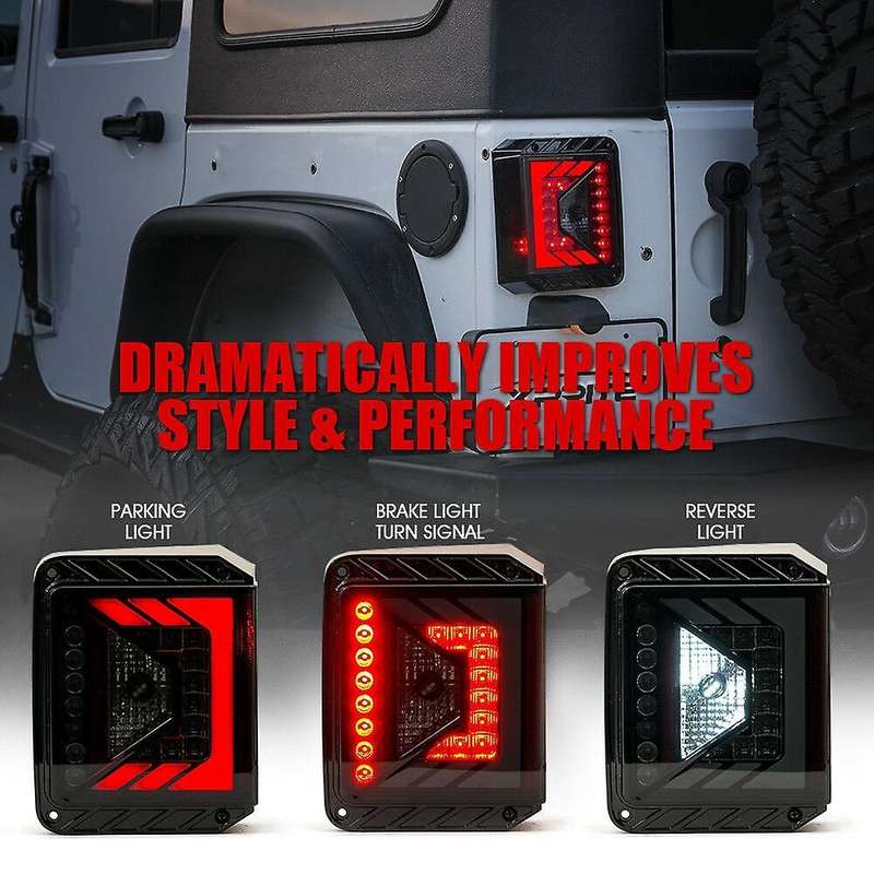 Black LED Tail Light with Smoke Lens for JK JKU 2007 - 2018