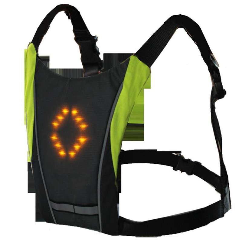 Black Led Wireless Cycling Vest 20L Bike Bag Turn Signal Led Light Vest Bicycle Night 3 Meters Warni