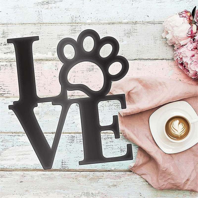 Black Metal Wall Decor, Metal Wall Art for Dog Lover, Laser Cut Rustic Black Metal Dog Lovers Gifts
