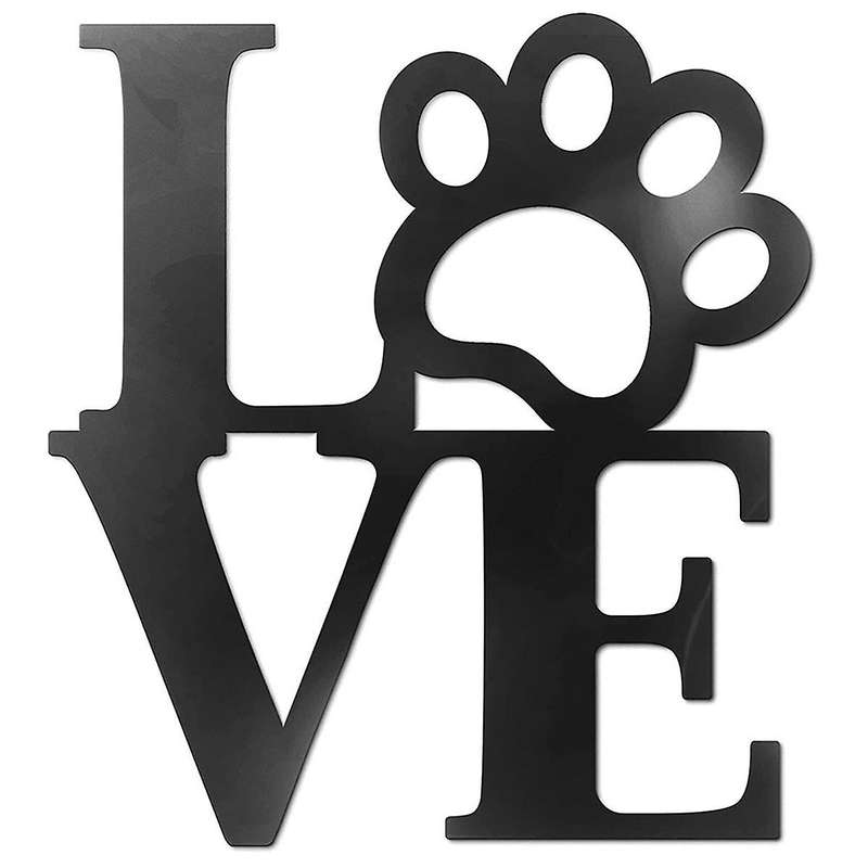 Black Metal Wall Decor, Metal Wall Art for Dog Lover, Laser Cut Rustic Black Metal Dog Lovers Gifts