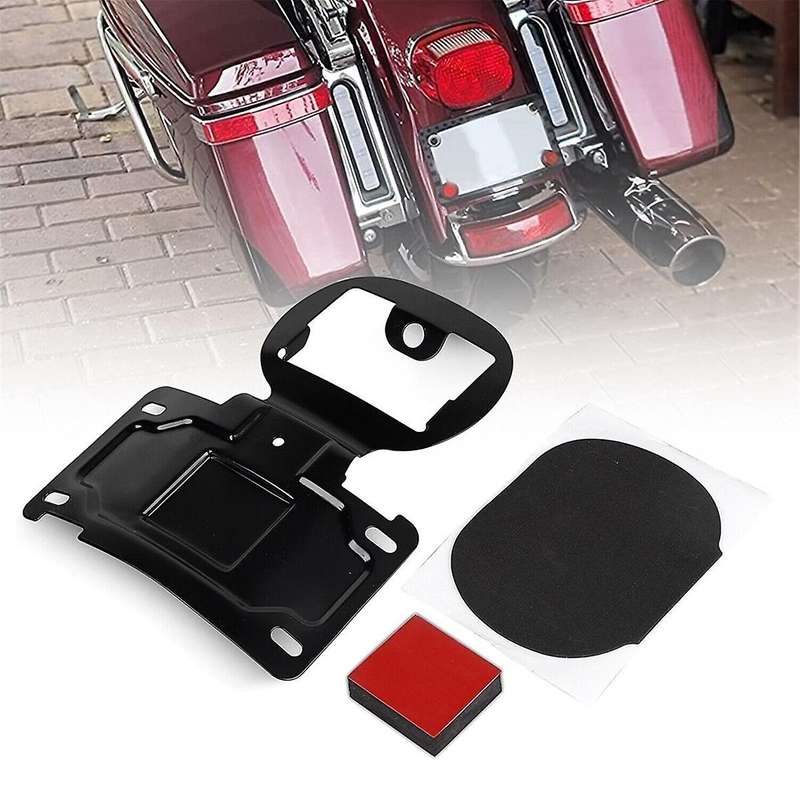 Black Motorcycle License Plate Relocation Bracket for 16-19 Road Glide Ultra Fltru