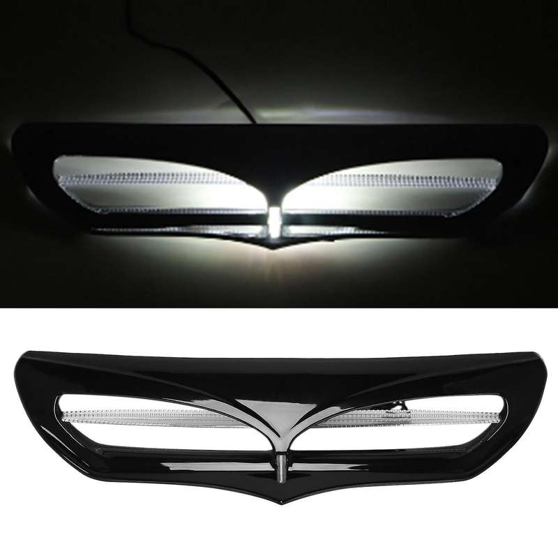 Black Motorcycle Vent Trim with LED Lights Cover for Touring Glide Street Glide Ultra 2014-Up