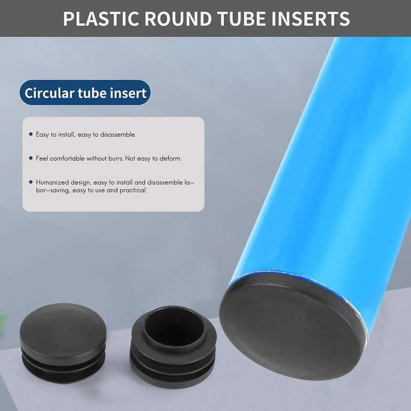 Black Plastic 35mm Dia Blanking End Round Tube Insert 5 Pcs