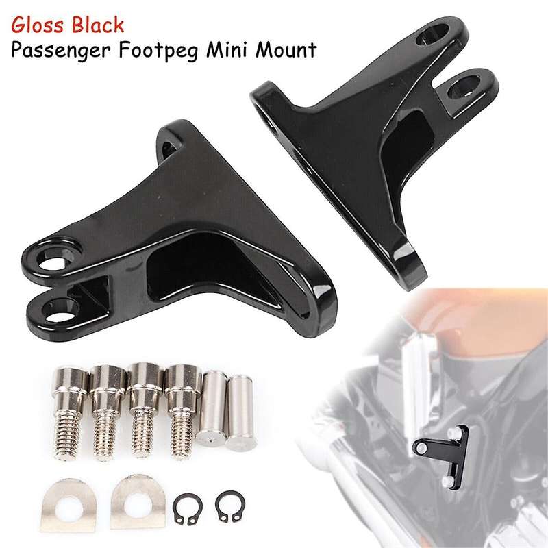 Black Rear Passenger Footpeg Mini Mount for Street Road Glide 93-