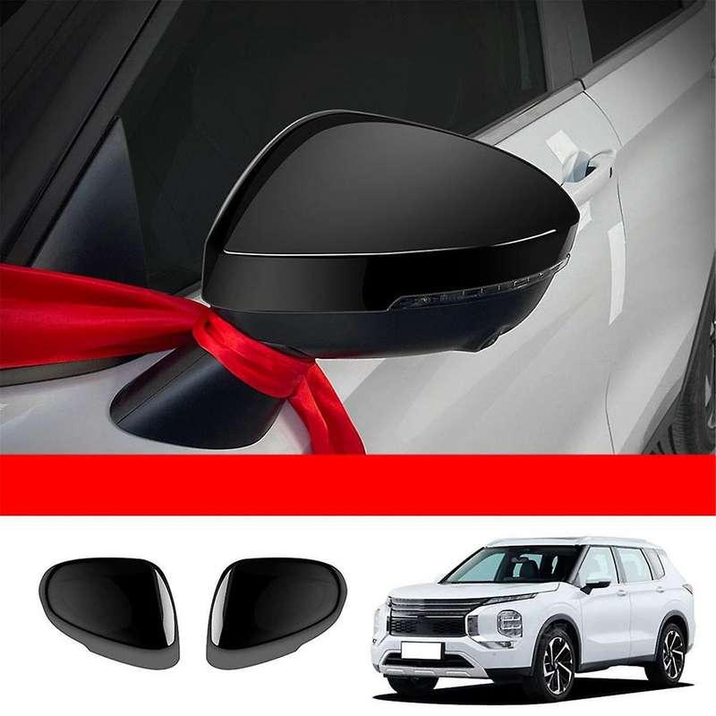 Black Rearview Mirror Cover Exterior Door Wing Cap for 2022 + Side Mirror Cover